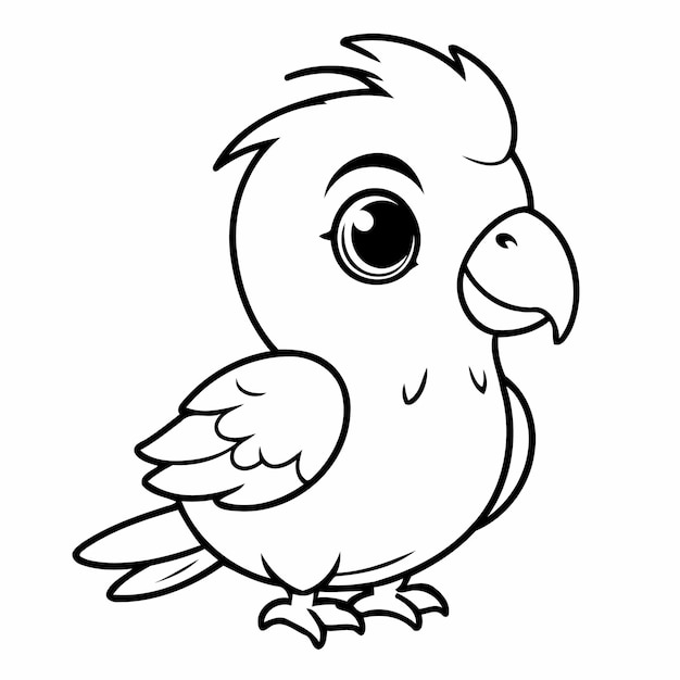 Simple vector illustration of parrot doodle for toddlers worksheet