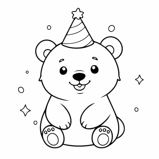 Simple vector illustration of polarbear doodle for toddlers colouring page