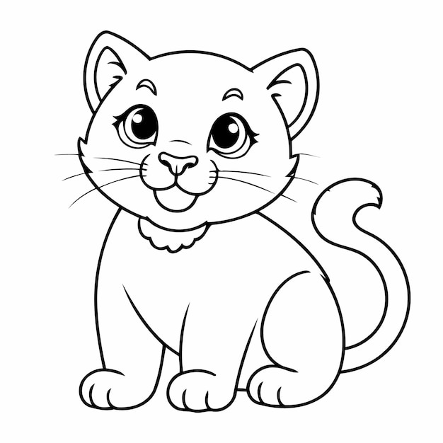 Simple vector illustration of Puma doodle for toddlers colouring page