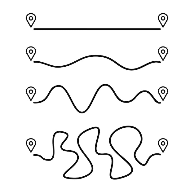 Vettore semplice percorso di illustrazione vettoriale e punti a al punto b, per giochi per bambini e libri di testo