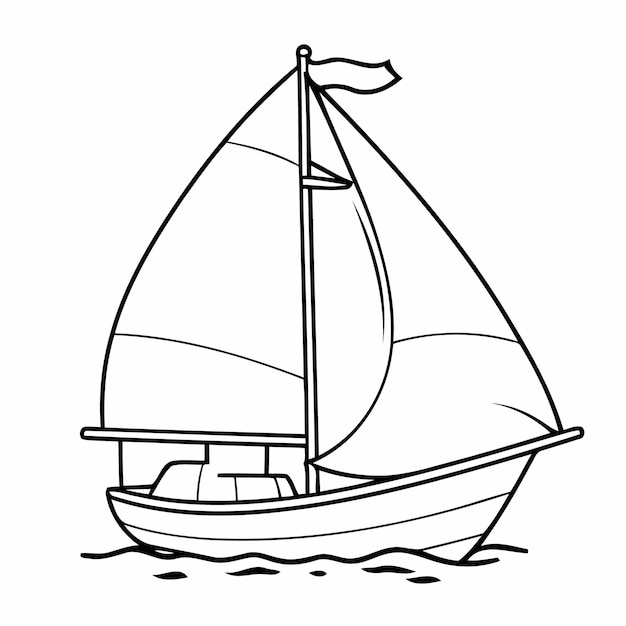 Vector simple vector illustration of sailboat doodle for toddlers coloring activity