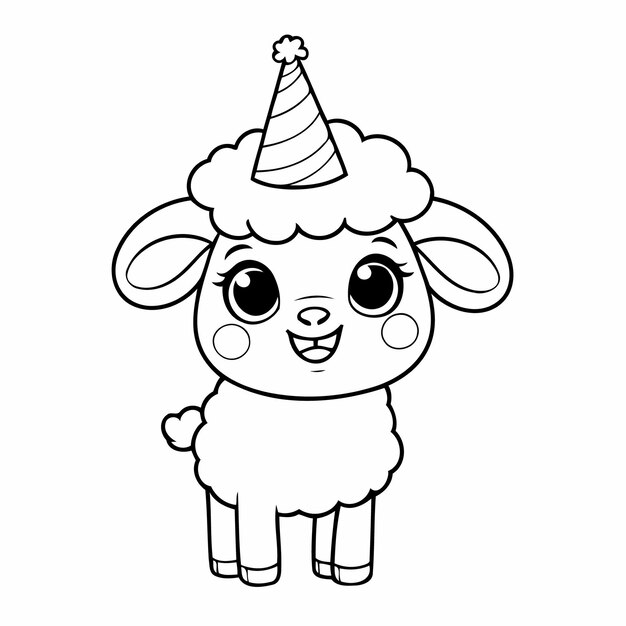 Simple vector illustration of sheep drawing for toddlers coloring activity