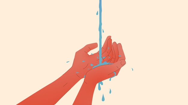 Вектор Простая векторная иллюстрация, показывающая руки под текущей водой