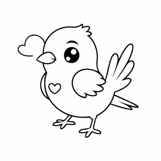 Vector simple vector illustration of sparrow doodle for kids colouring page