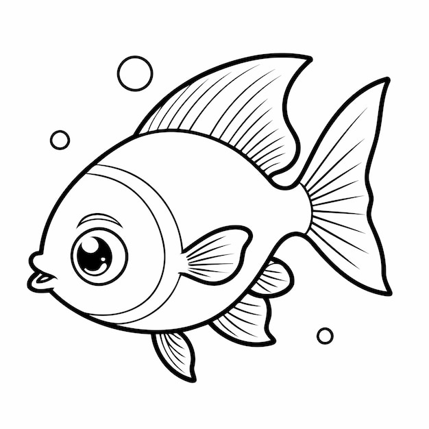 Simple vector illustration of Tetra doodle for toddlers worksheet