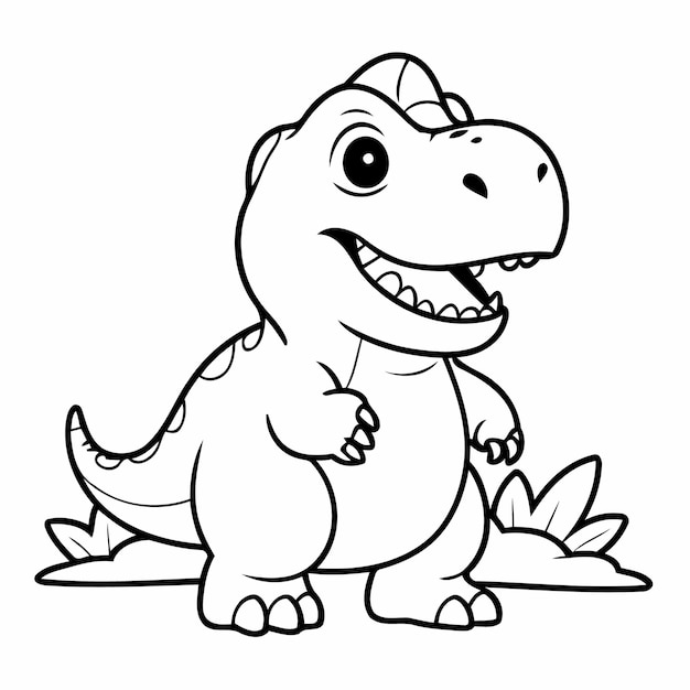 Vector simple vector illustration of trex drawing for kids colouring page