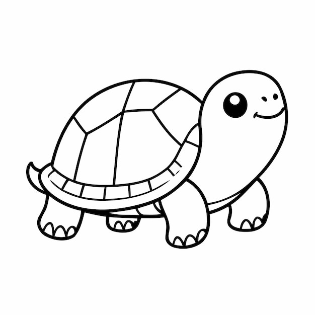 Vector simple vector illustration of turtle doodle for toddlers coloring activity