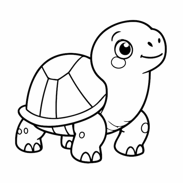 Vector simple vector illustration of turtle drawing for toddlers colouring page