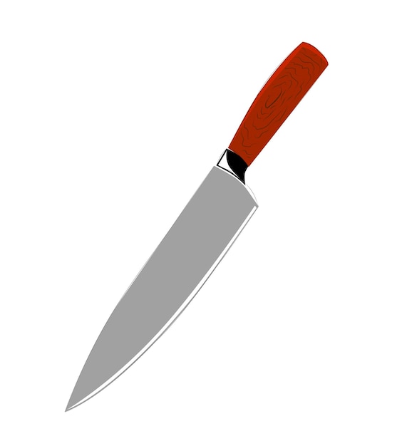 Простой векторный кухонный нож ручной рисунок рисунок изолированный на белом