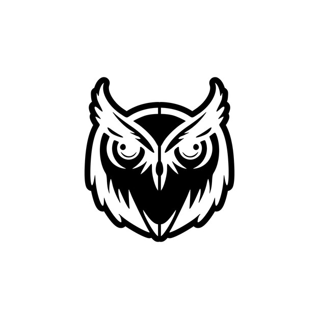 Simple vector logo of an owl in black and white