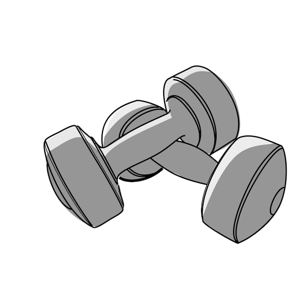 Simple vector outline dumbbell dumbbel dumbell isolated on white