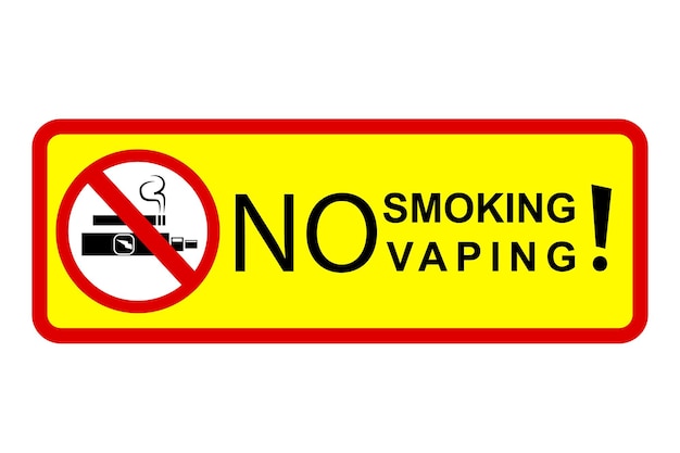 Simple Vector prohibition Red and Yellow Sign No Smoking And Vaping, at white background