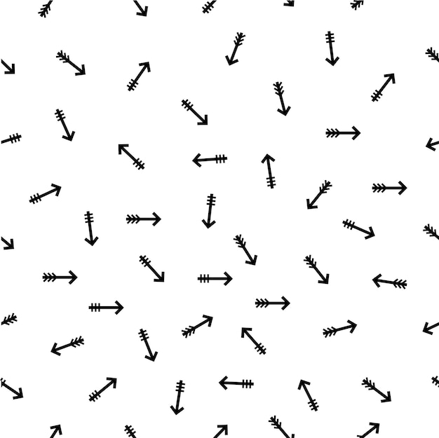 Simple vector seamless black color pattern one size two style arrow for background