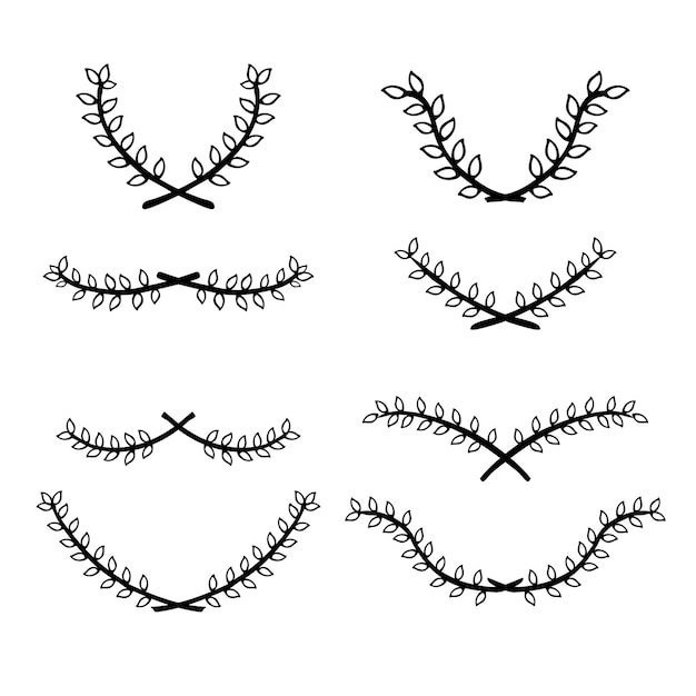 Simple vector set 8 hand draw sketch flower and leaf border