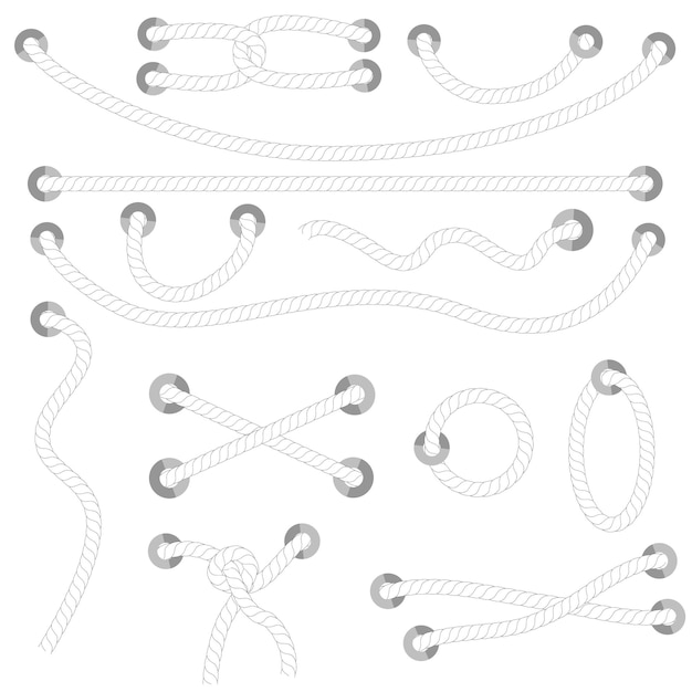 Simple Vector Set Different style White Rope out from hole