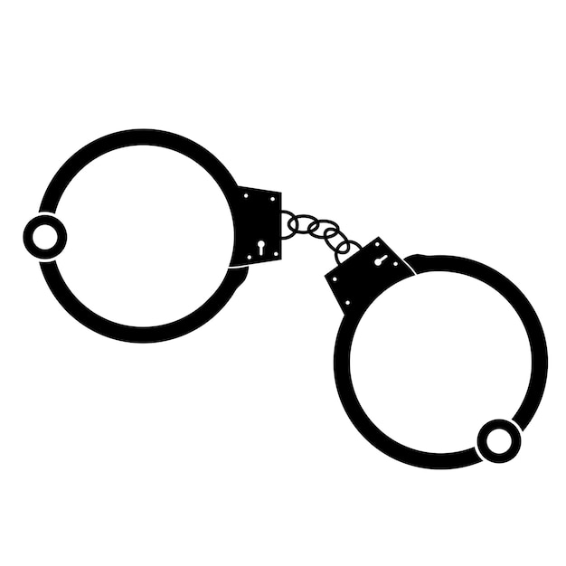 Simple Vector silhouette of handcuff Isolated on White