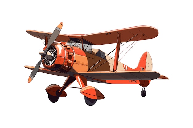 Vector simple vector silhouette of an small orange and brown biplane generated ai