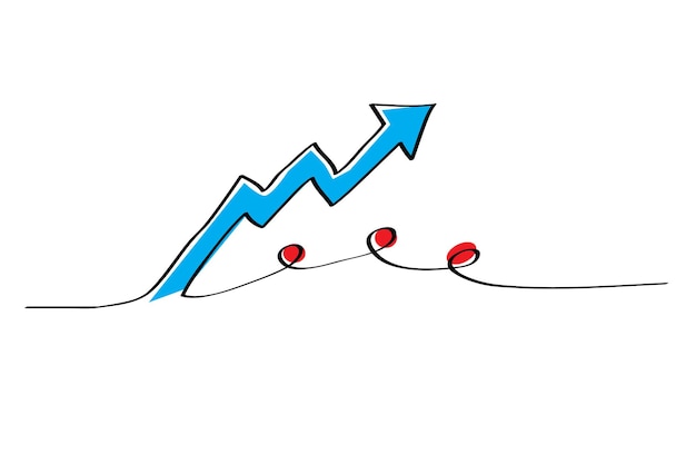Vettore grafico grafico di aumento del nero a linea singola vettoriale semplice