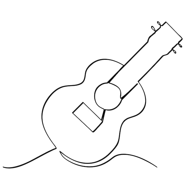 Vector simple vector sketch accoustic guitar single one line art continuous