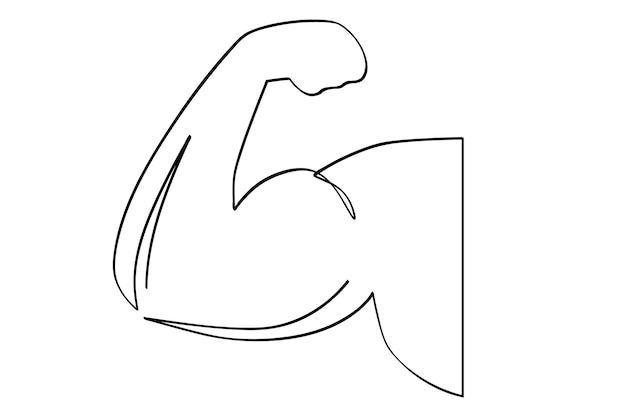 Simple vector sketch muscle big bicep and tricep single one line art continuous