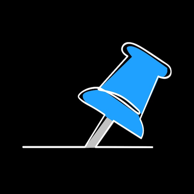 simple vector sketch push pin single one line art continuous