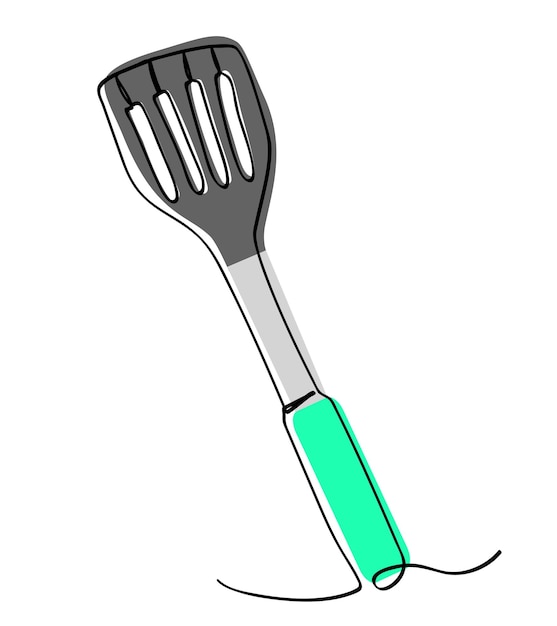 Simple vector sketch spatula single one line art continuous