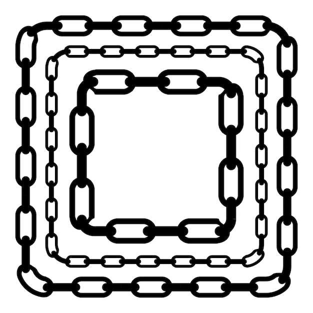 Простая векторная квадратная рамка из черной цепи для вашего элемента дизайна, изолированная на белом