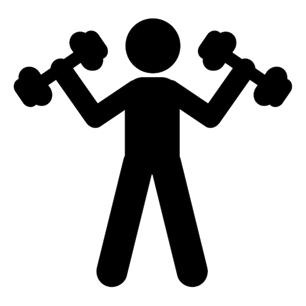 Simple Vector Stick man Workout using Dumbbell Isolated on white