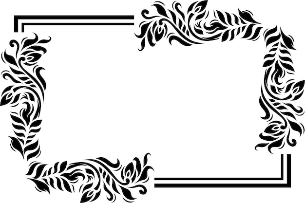 Simple vector tribal design floral element with for frame background in black and white colors