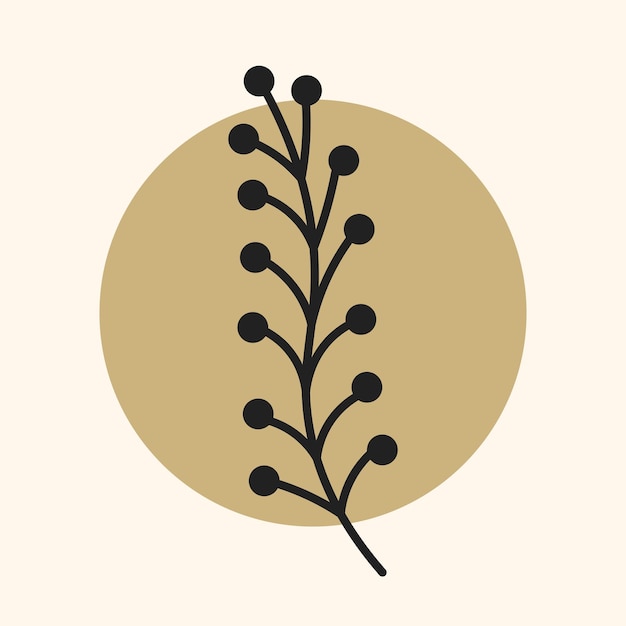 Simple vintage branch on circle