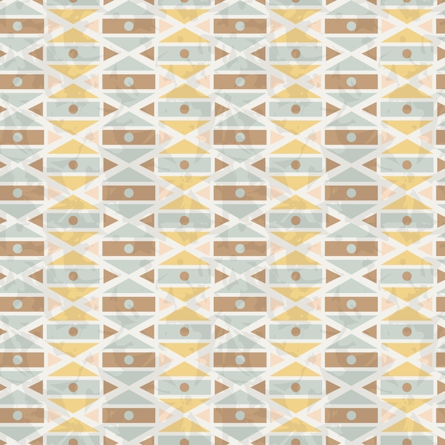 Simple vintage geometrical seamless pattern for decoration, card, invitation, cloth, wrapping paper, notebook cover. Abstract geometric retro ornament texture. Vector illustration. Yellow, brown, blue