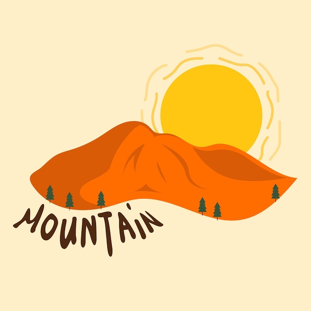 Vector simple vintage mountain illustration