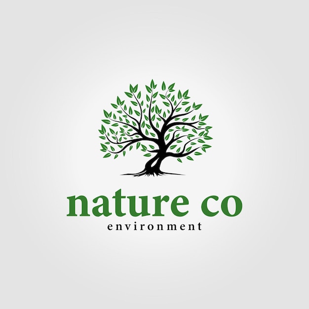 シンプルなヴィンテージの自然の木のロゴ ベクトルアイコンのデザイン 地球の環境 イラスト ブランディング ミニマリストデザイン ビジネス
