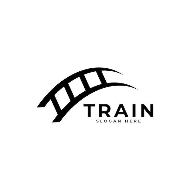 Simple vintage old locomotive train logo design template illustration