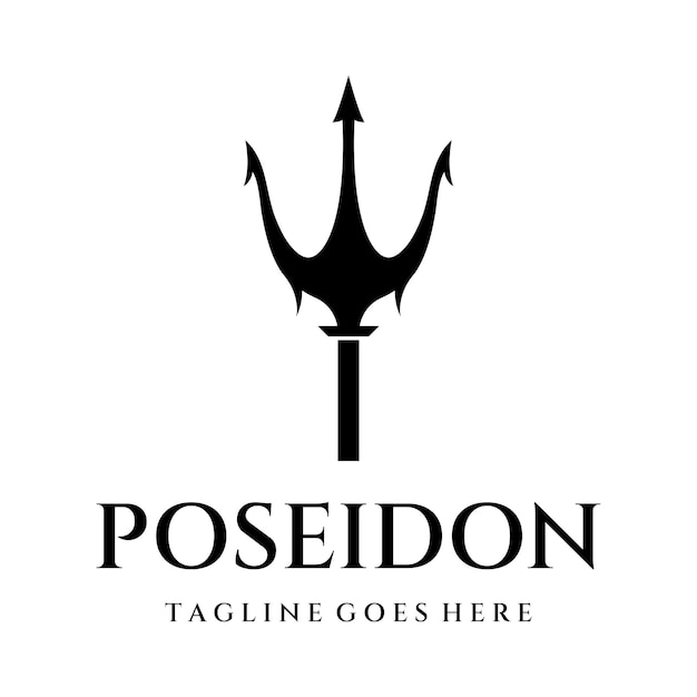 Простой винтажный шаблон копья трезубца poseion Дизайн логотипа