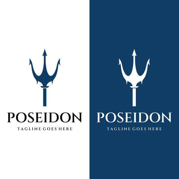 Simple vintage poseion trident spear template Logo design