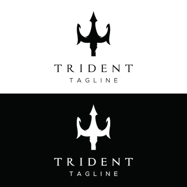 Simple vintage poseion trident spear template Logo design