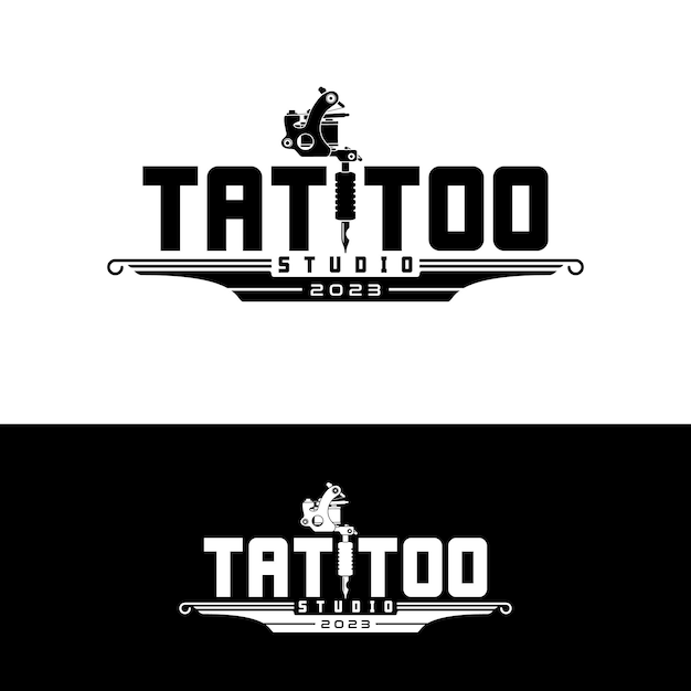 Vettore semplice logo tatuatore vintage per studio di tatuaggi