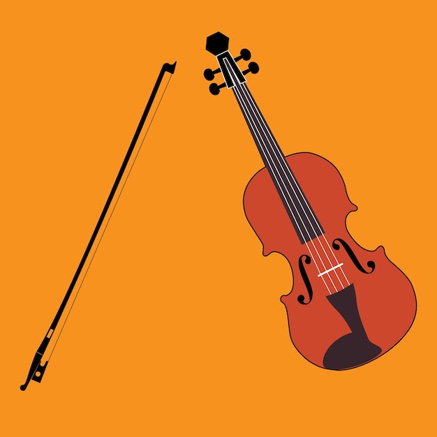 Вектор Простая скрипка с изображением смычка