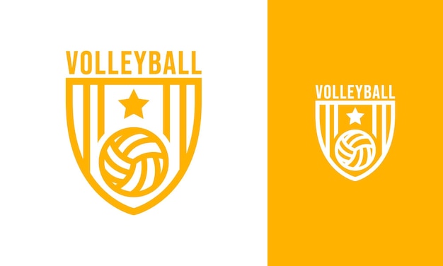 Simple volleyball logo with shield and ball