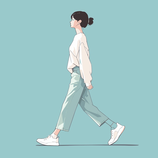 Simple walk vector character anime style