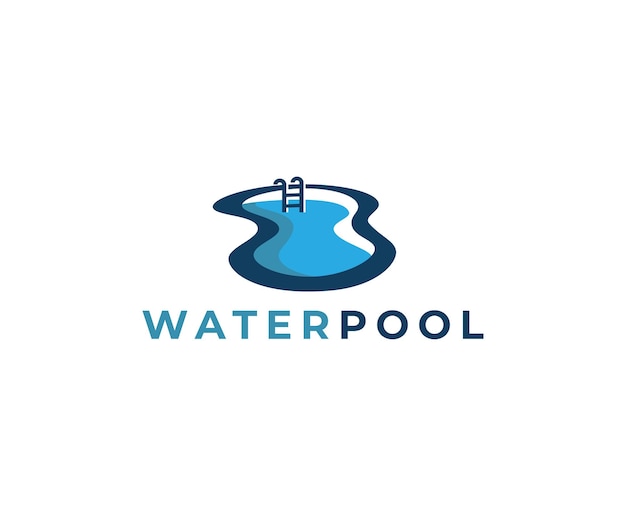 Простой шаблон дизайна логотипа бассейна с водой