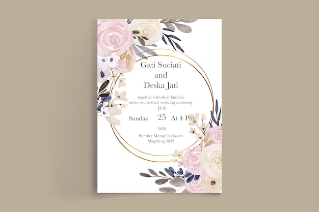 Simple watercolor flower wedding invitation