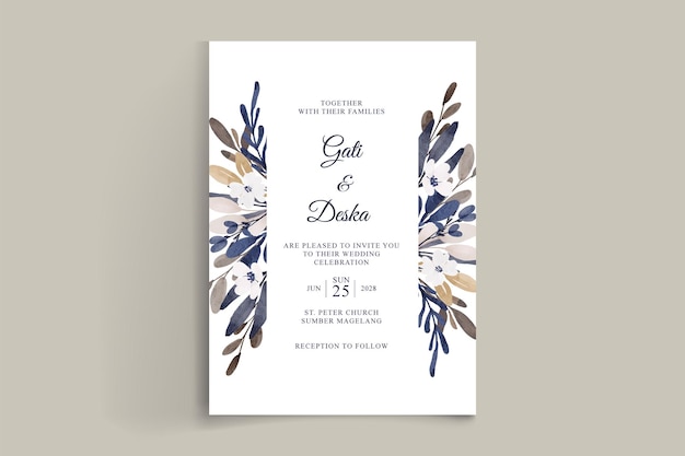 simple watercolor flower wedding invitation