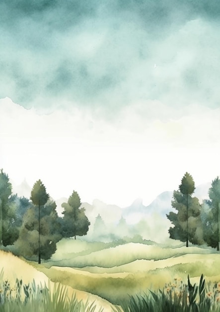 Vector simple watercolor landscape background