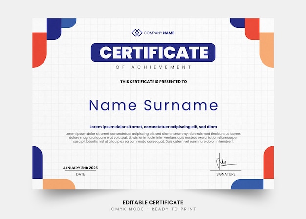 simple wave and modern abstract certificate template