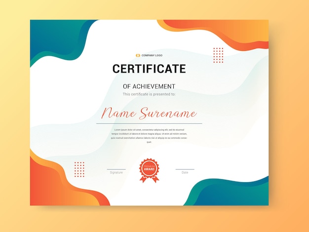 simple wave and modern certificate design template