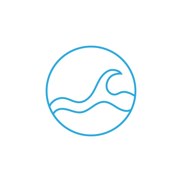 Simple wave sign icon vector in circle