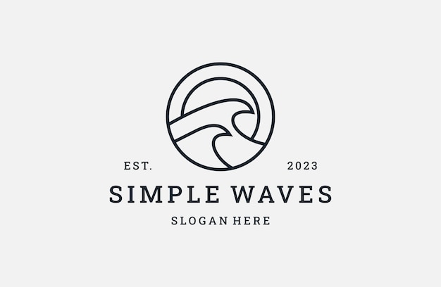 simple waves logo vector icon illustration hipster vintage retro