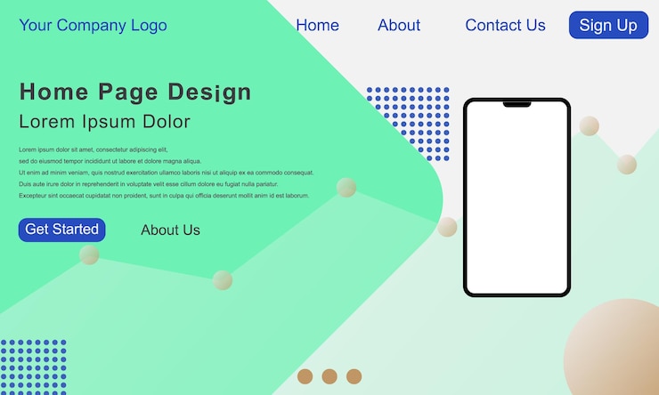 Vector simple website landing page background for online shop.